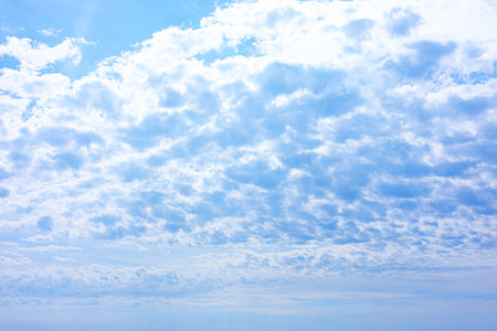 Beautiful blue sky with clouds on sunny dayの写真素材
