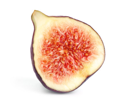 Piece of ripe fig isolated on whiteの写真素材