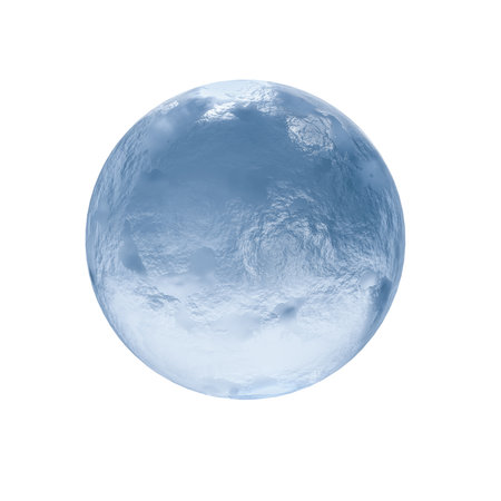 One clear ice ball isolated on whiteの写真素材
