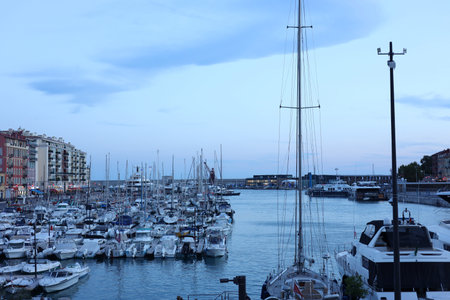 Nice, France - August 31, 2025: Many boats moored at marineの写真素材