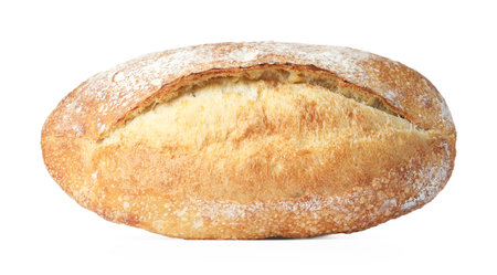 Loaf of fresh bread isolated on whiteの写真素材