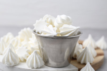 Delicious meringue cookies, closeupの写真素材