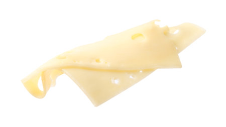 Piece of tasty cheese isolated on whiteの写真素材