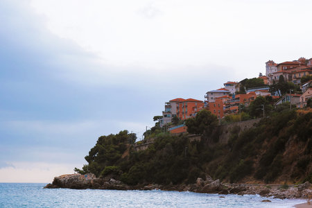 Beautiful view of many buildings on hillsの写真素材