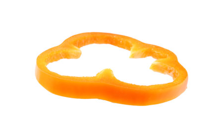 Piece of tasty bell pepper isolated on whiteの写真素材