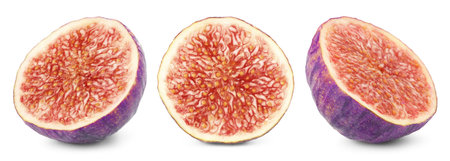 Halves of fresh figs isolated on white