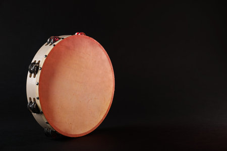 Tambourine on black background.の写真素材