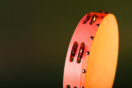 Tambourine on background, closeup.の写真素材