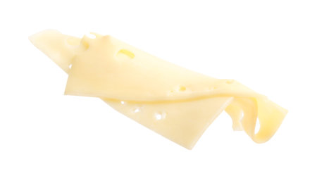 Piece of tasty cheese isolated on whiteの写真素材