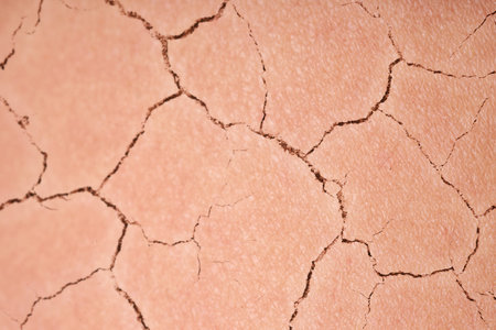 Dry skin presented as double exposure with cracked soil