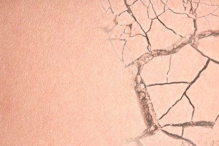 Dry skin presented as double exposure with cracked soil
