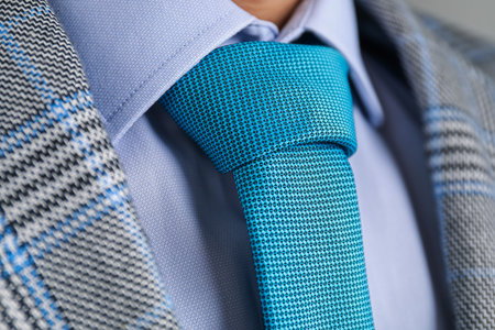 Man in suit with stylish necktie, closeupの写真素材