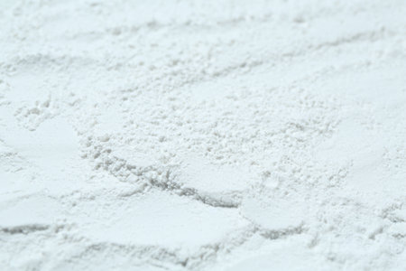 Texture of dry talcum powder as background, closeupの写真素材
