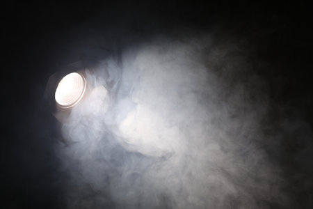 Professional lighting equipment without reflector on dark backgroundの写真素材