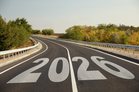 Numbers written on asphalt roadの写真素材