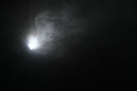 Professional lighting equipment on dark background. Space for textの写真素材