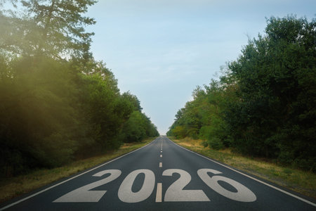 Numbers written on asphalt road