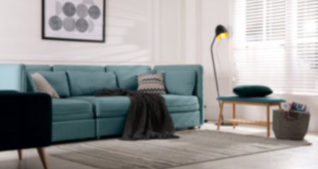 Living room with sofa, blurred view. Interior designの写真素材