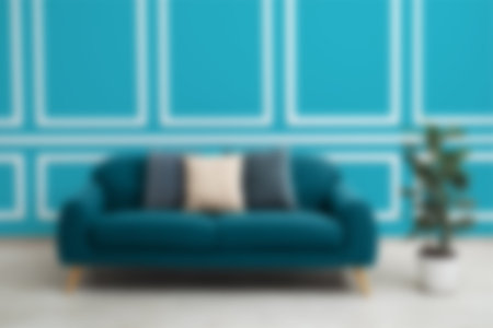 Living room with sofa, blurred view. Interior design