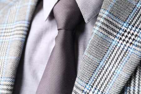 Man in suit with stylish necktie, closeupの写真素材