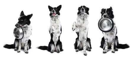 Border Collie dog isolated on white, set of photosの写真素材