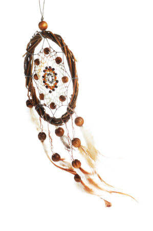 One beautiful dream catcher isolated on whiteの写真素材