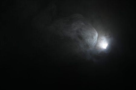 Professional lighting equipment without reflector on dark background. Space for text