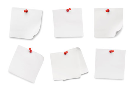 Empty paper notes isolated on white, setの写真素材