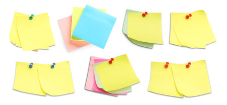 Colorful paper notes isolated on white, setの写真素材