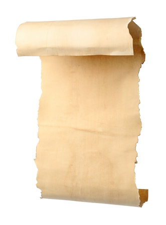 Scroll of old parchment paper isolated on white