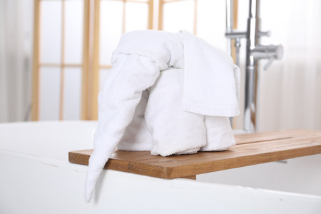 Cute elephant made with towel in bathroomの写真素材