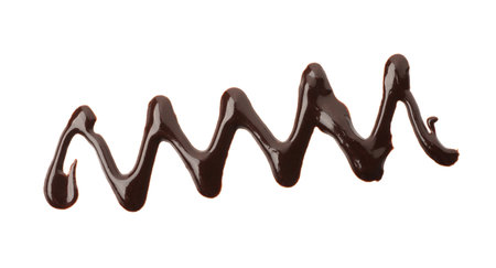 Sample of tasty melted chocolate isolated on white, top viewの写真素材