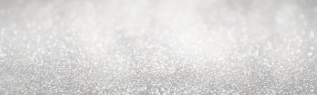 Christmas background with white glitters and bokeh lights. Banner designの写真素材