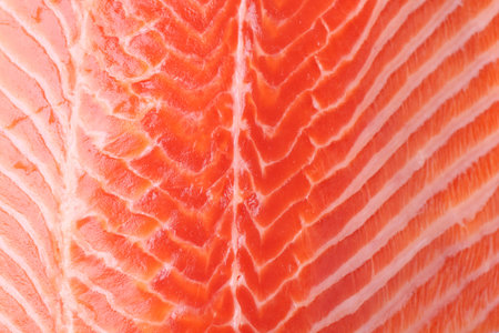 Fresh salmon fillet as background, closeup viewの写真素材
