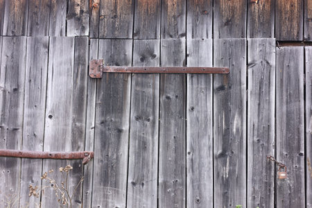 Wooden door with padlock as background, closeup