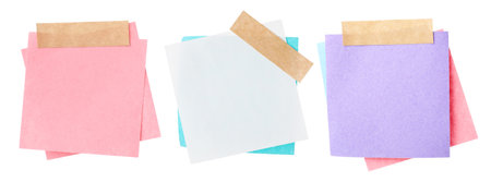 Many empty paper notes isolated on white, setの写真素材