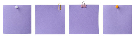 Many empty paper notes isolated on white, set