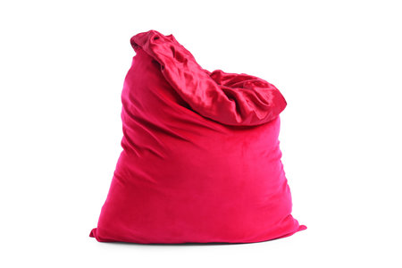 One red Santa's bag isolated on whiteの写真素材