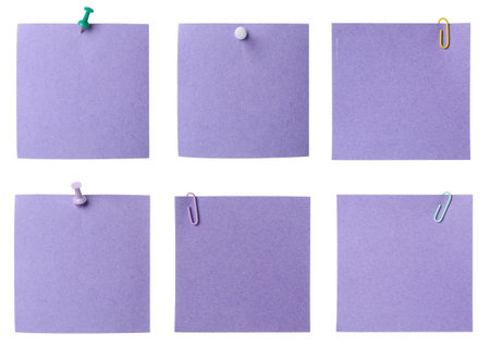 Many empty paper notes isolated on whiteの写真素材