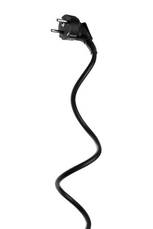 One electrical wire with plug isolated on whiteの写真素材