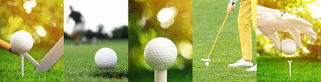 Playing golf. Collage of pictures. Sport and leisureの写真素材