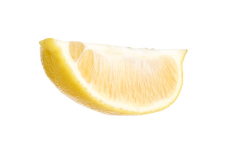 Piece of fresh lemon isolated on whiteの写真素材