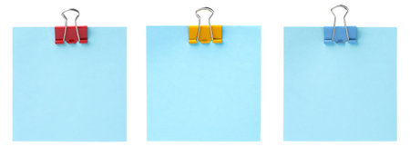 Many empty paper notes isolated on white, setの写真素材