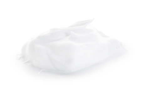 Fresh whipped egg whites isolated on whiteの写真素材