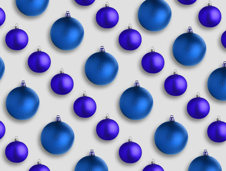 Christmas balls on light gray background. Pattern designの写真素材