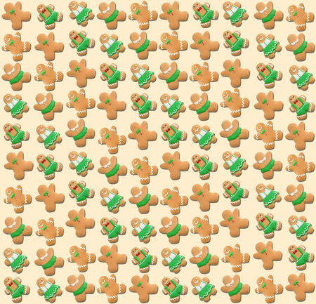 Christmas cookies on beige background, top view. Pattern design