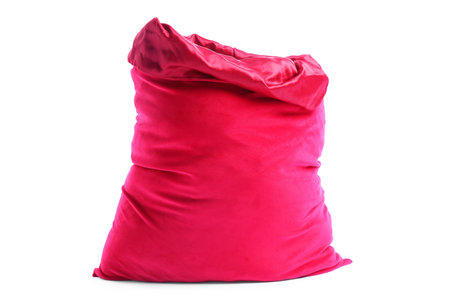 One red Santa's bag isolated on whiteの写真素材