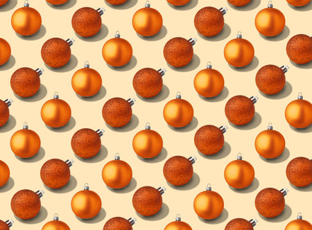 Christmas balls on beige background. Pattern designの写真素材