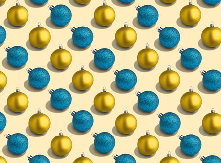 Christmas balls on beige background. Pattern designの写真素材