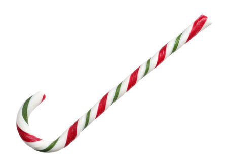 One tasty candy cane isolated on white. Christmas treatの写真素材
